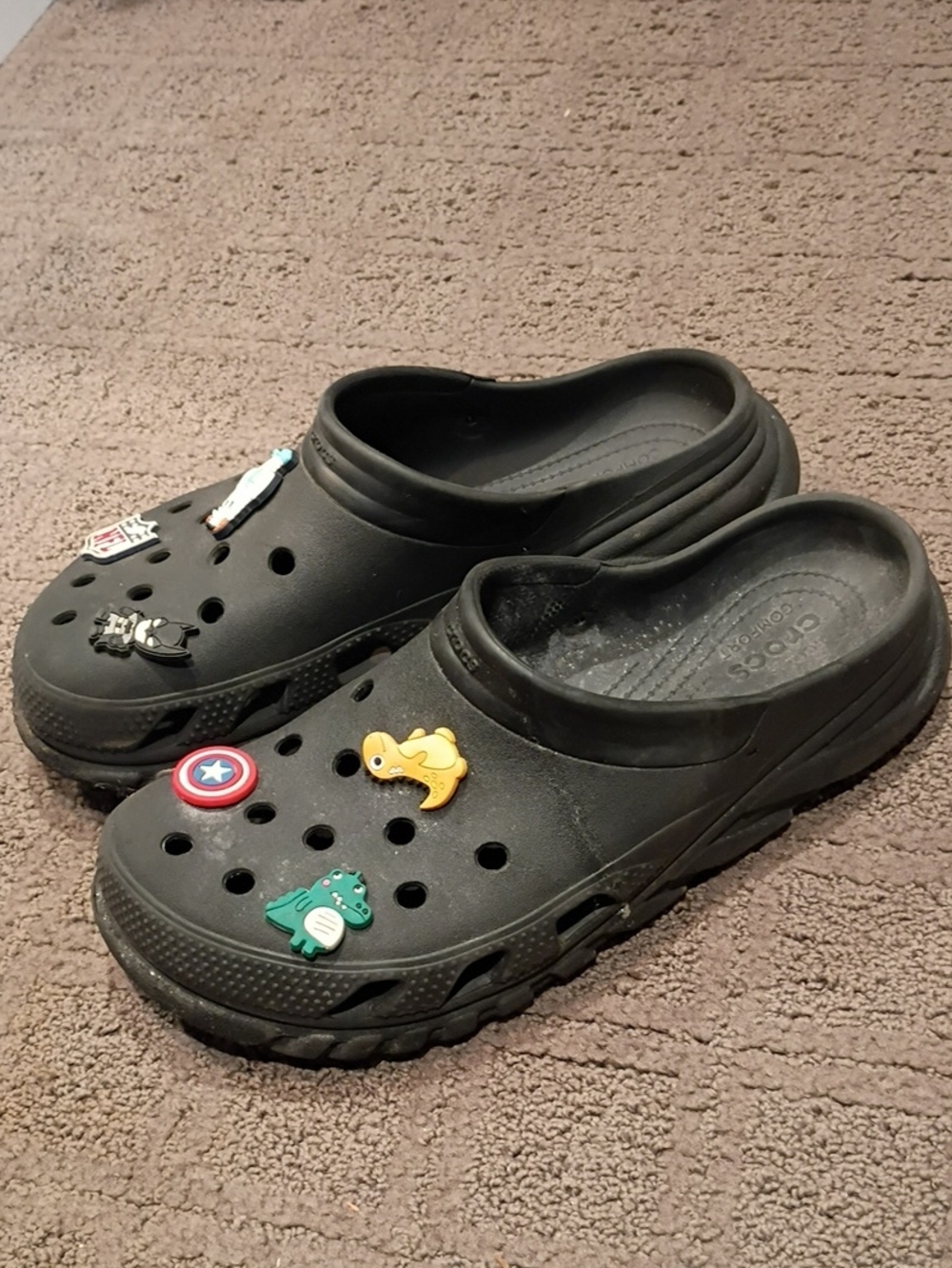 CROCS Kids Black Clogs with Colorful Charms